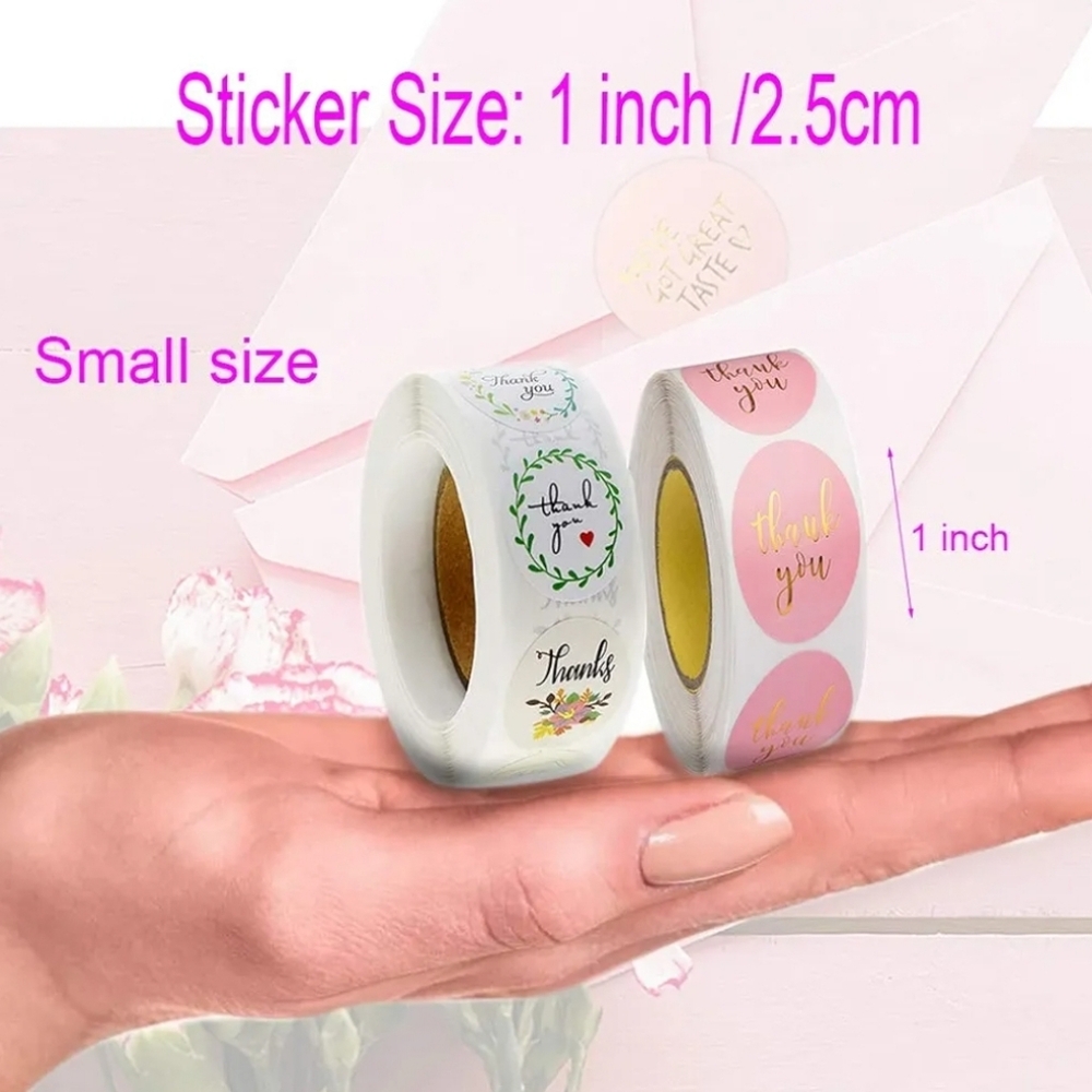 🌿 5/$25. Thank You Small Stickers Roll, 500Pcs 1 Inch - Picture 4 of 4